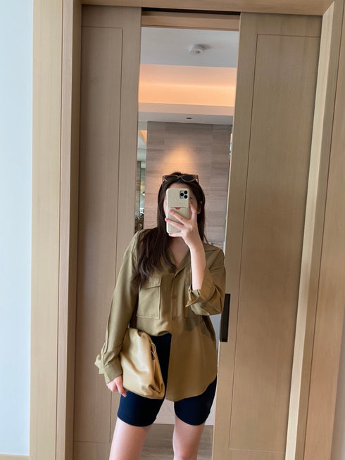 WANWAN Collar Down Front Pockets Shirts